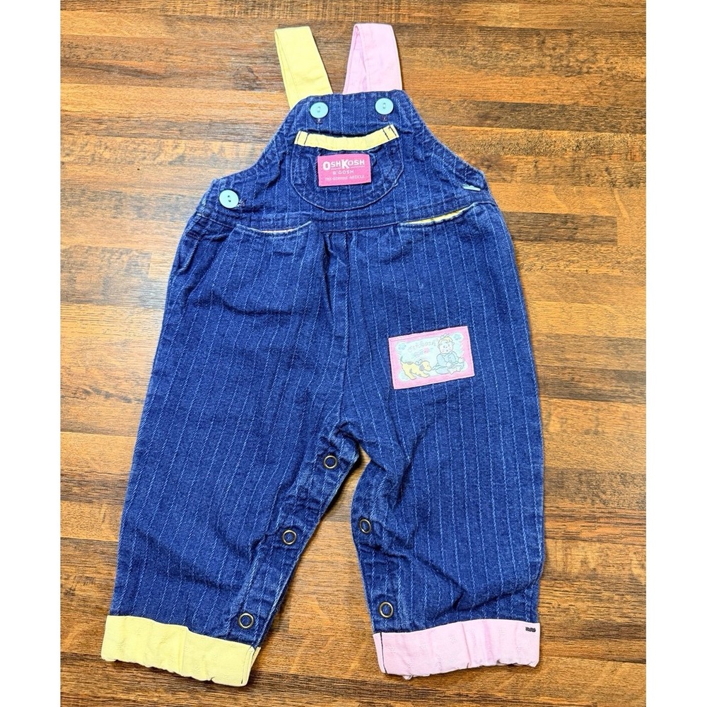 Vintage rare Osh Kosh B'gosh denim puppy patch overalls.  Sz 3/6 mos made in USA